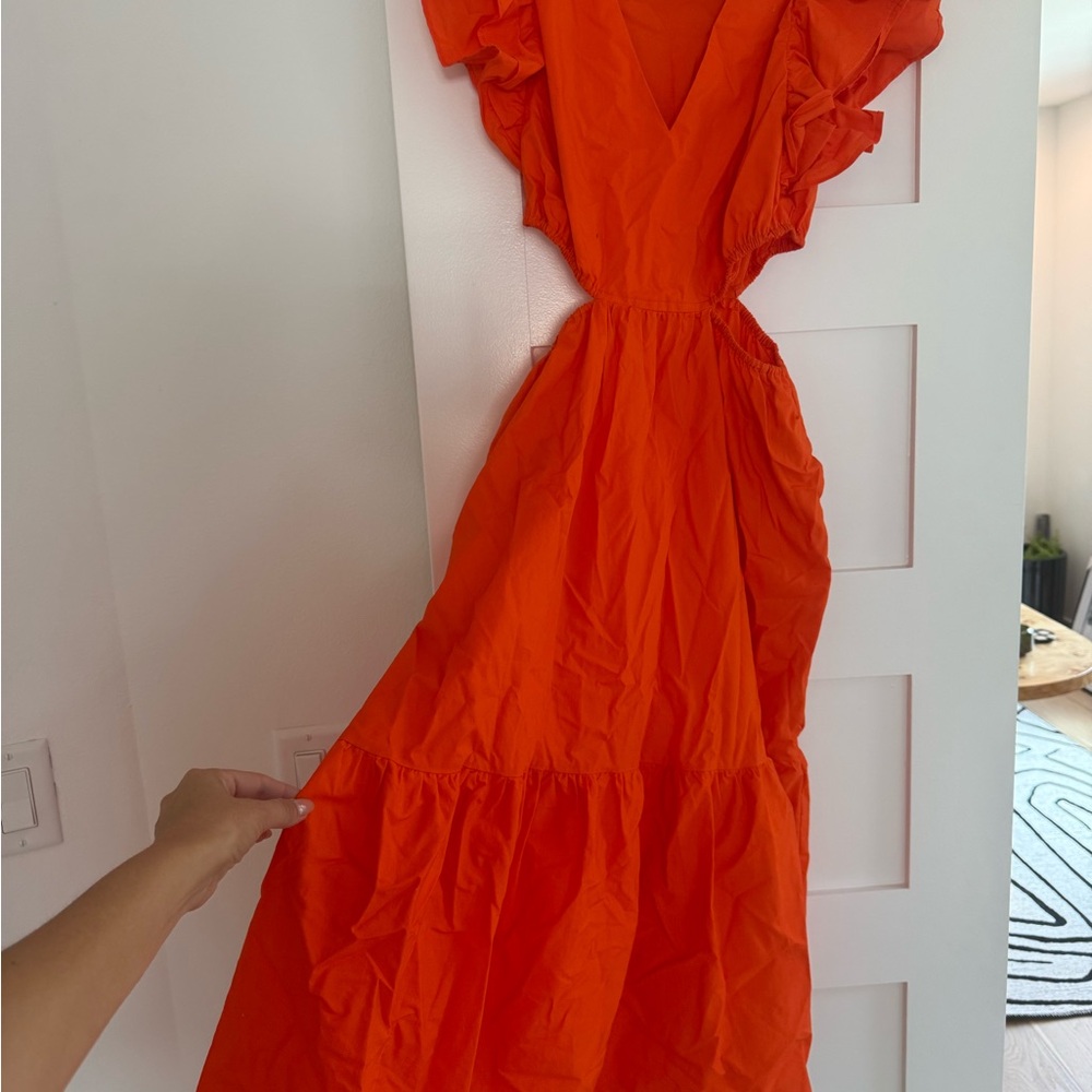 Target A New Day Elegant Orange Ruffle Dress - Picture 2 of 13